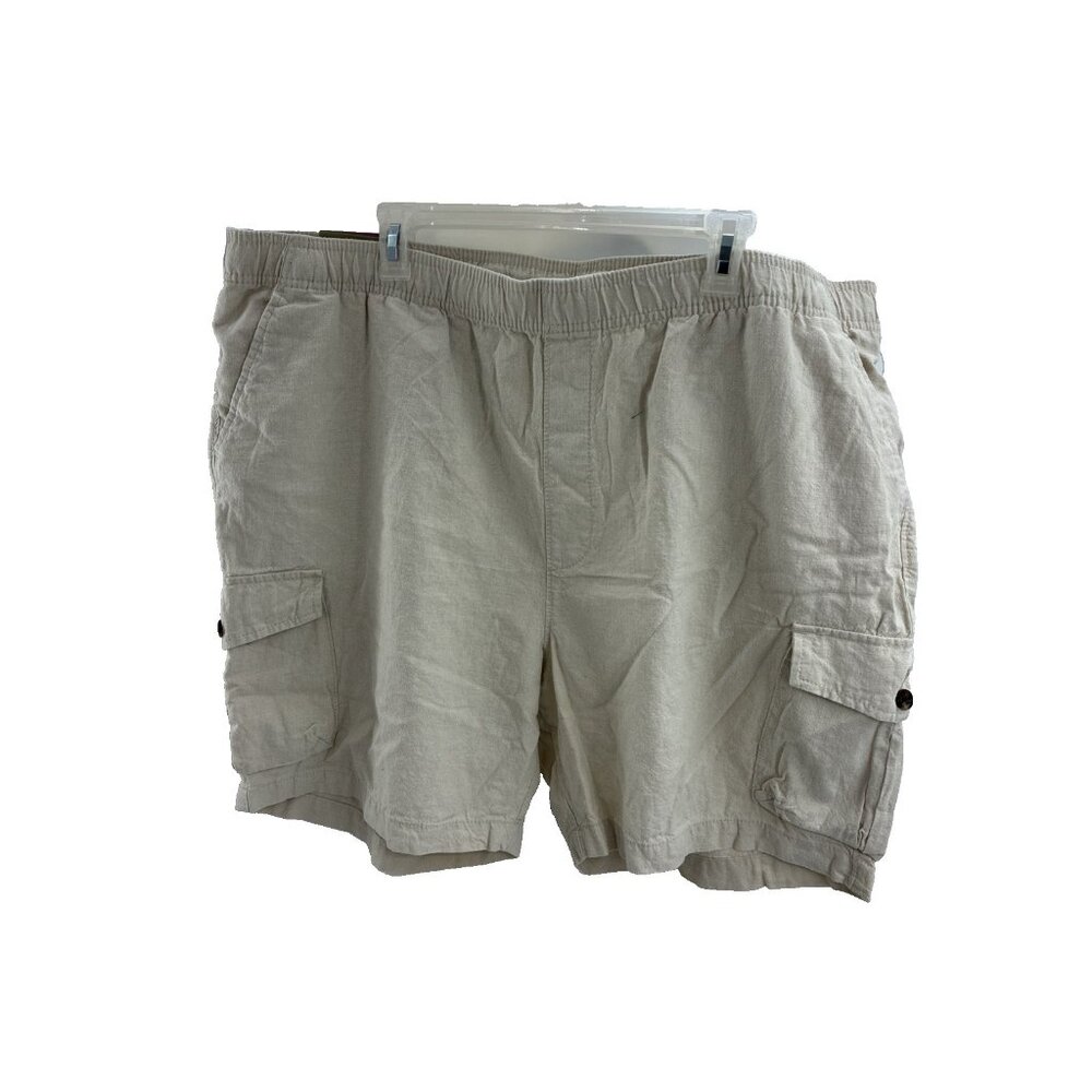 Goodfellow Co Mens 2XL Cargo Shorts Beige Everyday Stretch Casual Pockets Linen